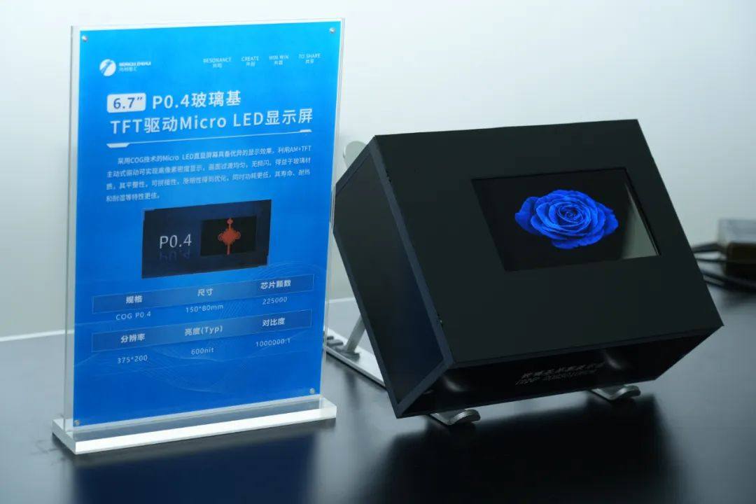 鸿利智汇发布P0.4玻璃基TFT驱动Micro LED显示产品