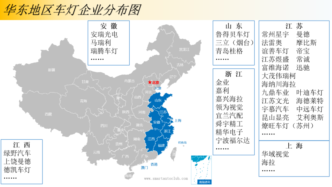 39家华东地区车灯企业盘点