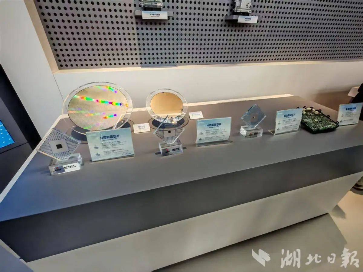 东风汽车牵头，创新联合体研发的系列芯片。（湖北日报全媒记者戴文辉摄）
