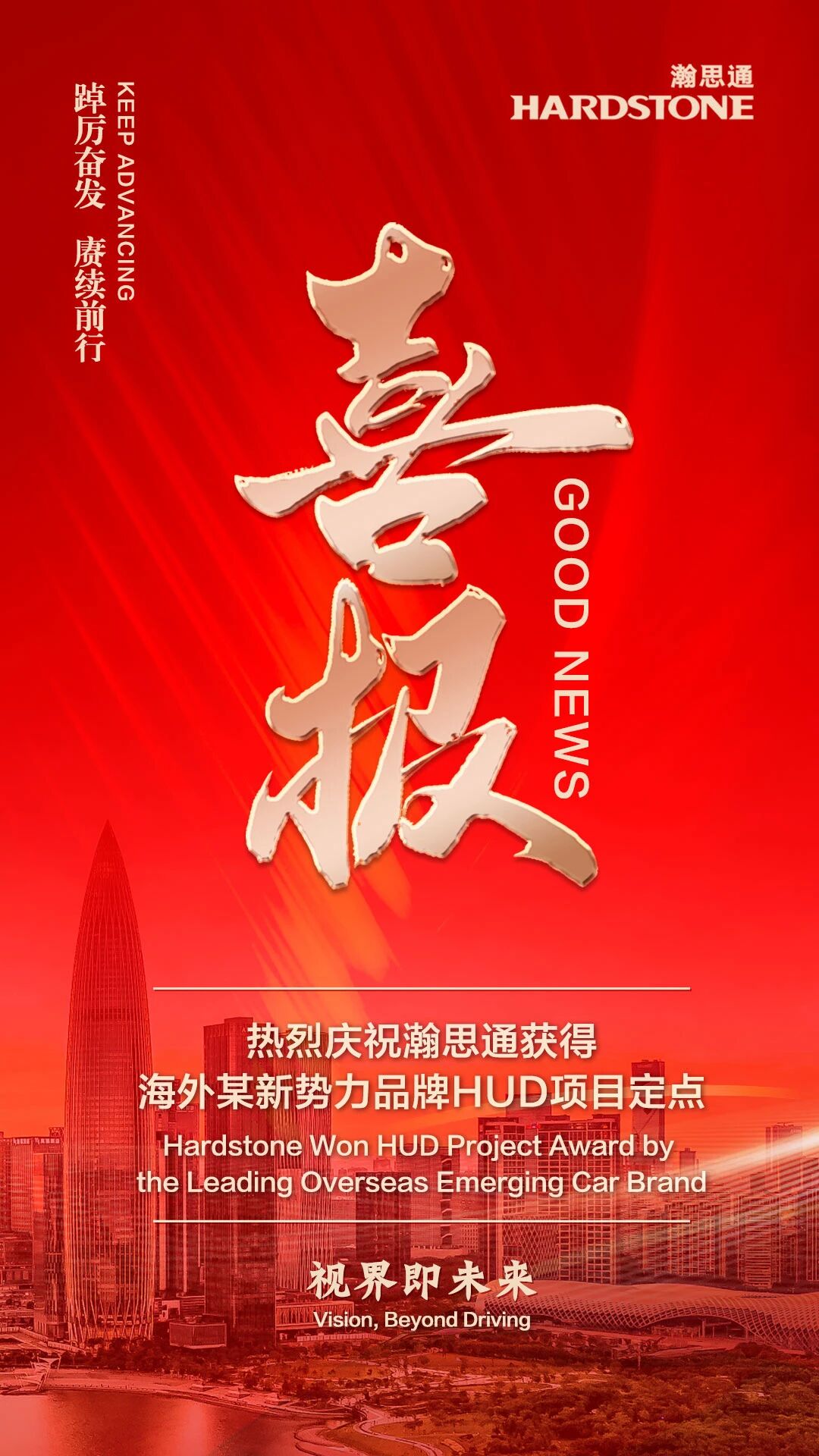 喜报 | 热烈庆祝瀚思通获得海外某新势力品牌 HUD项目定点！